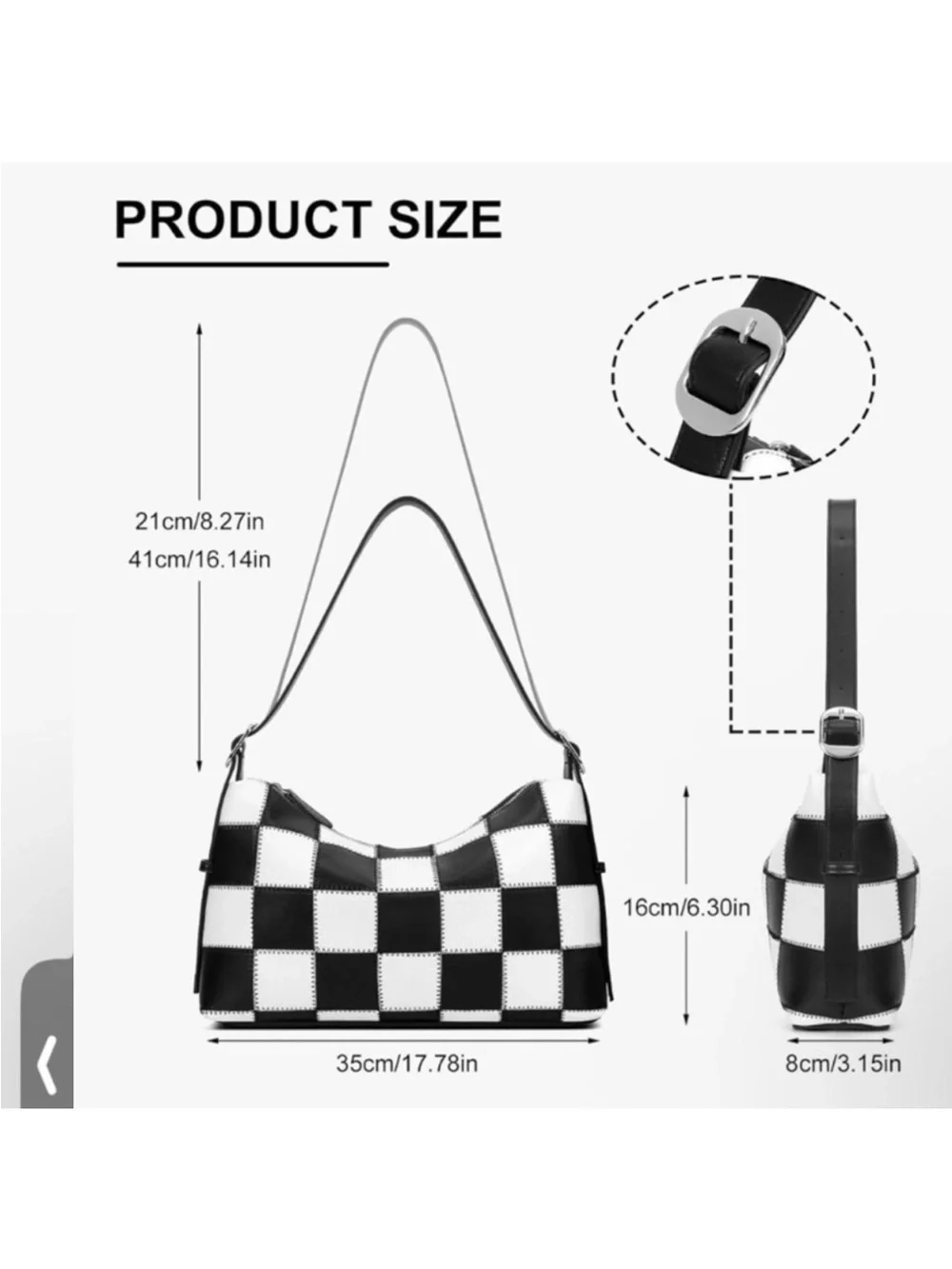 Black & White Checker Shoulder Bag new